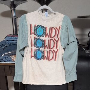 Upcycle Graphic Tee Size Large Boho Cowboy Howdy